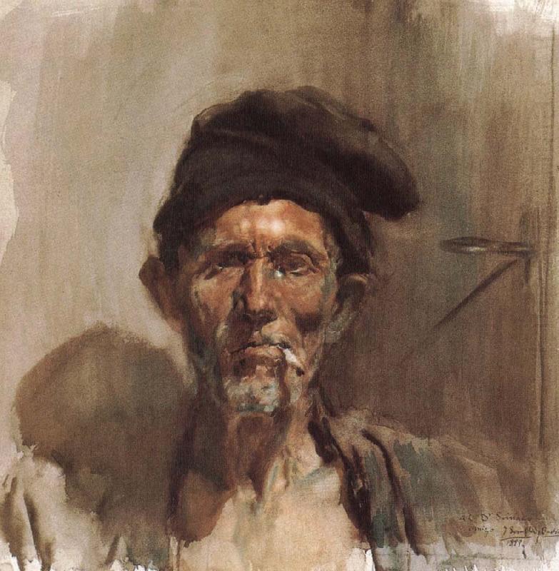 Smoking old man, Joaquin Sorolla